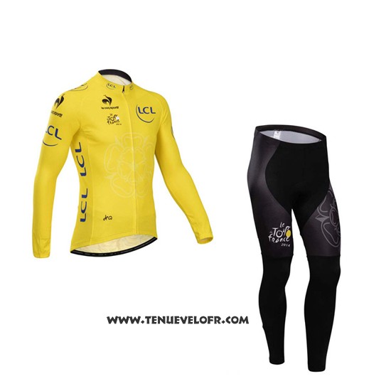 2014 Maillot Ciclismo Tour DE France Jaune Manches Longues et Cuissard